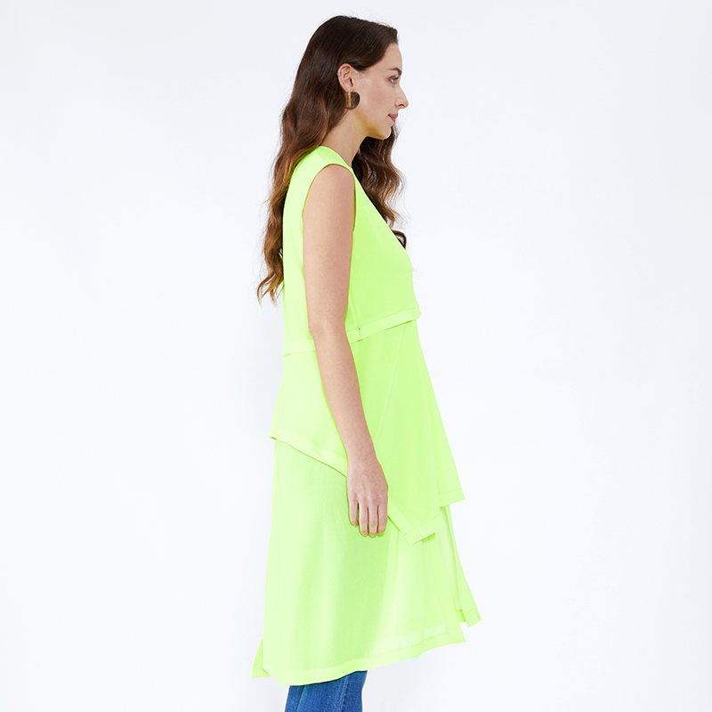 Флуоресцентный зеленый свободный дизайн плюс размер длинная леди блузка и топ