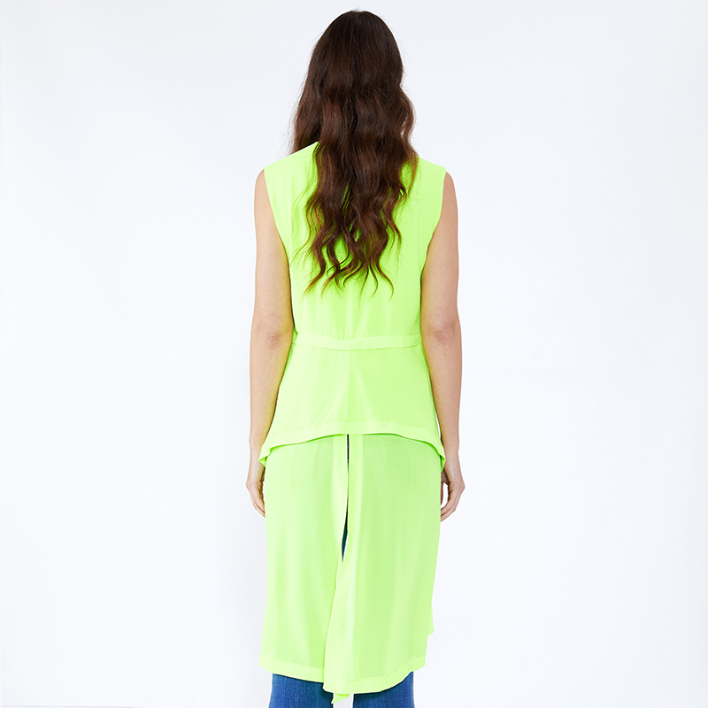 Флуоресцентный зеленый свободный дизайн плюс размер длинная леди блузка и топ