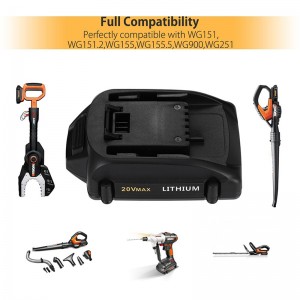 20 В 2000 мАч литий-ионные аккумуляторные батареи для электроинструментов Worx WA3525