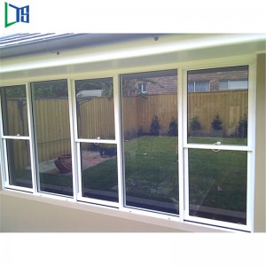 Окна и двери Высококачественное двойное закаленное стекло Алюминиевое вертикальное раздвижное окно