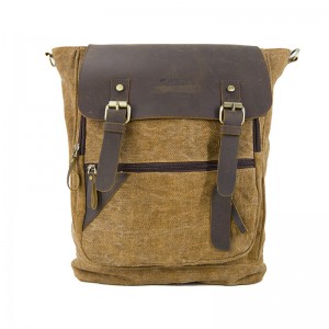 19SC-7909D молния закрыть компьютерный отсек кожаный клапан холст рюкзак для мужчин