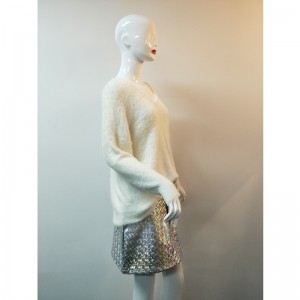 Белый свитер с V-образным вырезом RLWS0025F