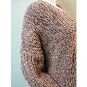 Свитер металлический с V-образным вырезом RLWS0049F