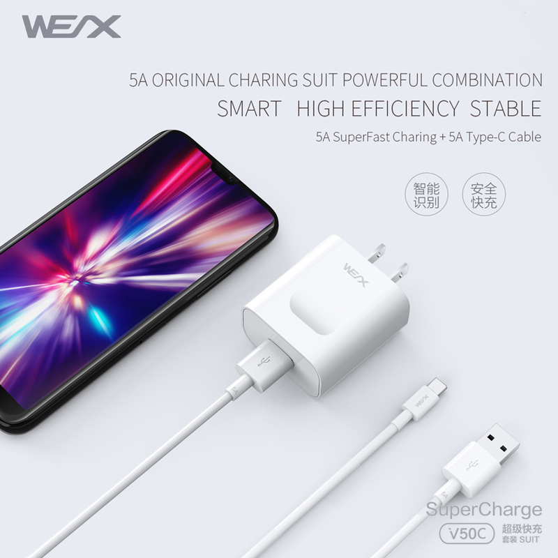 WEX - V50C 22,5 Вт HUAWEI блок питания Superfast Charge, зарядное устройство, зарядное устройство в паре с кабелем 5А