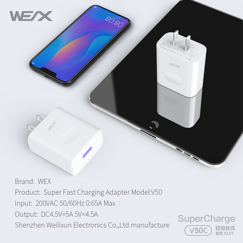 WEX - V50C 22,5 Вт HUAWEI блок питания Superfast Charge, зарядное устройство, зарядное устройство в паре с кабелем 5А