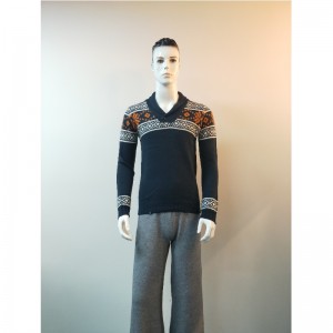 Свитер с V-образным вырезом цвета морской волны RLMS0058F