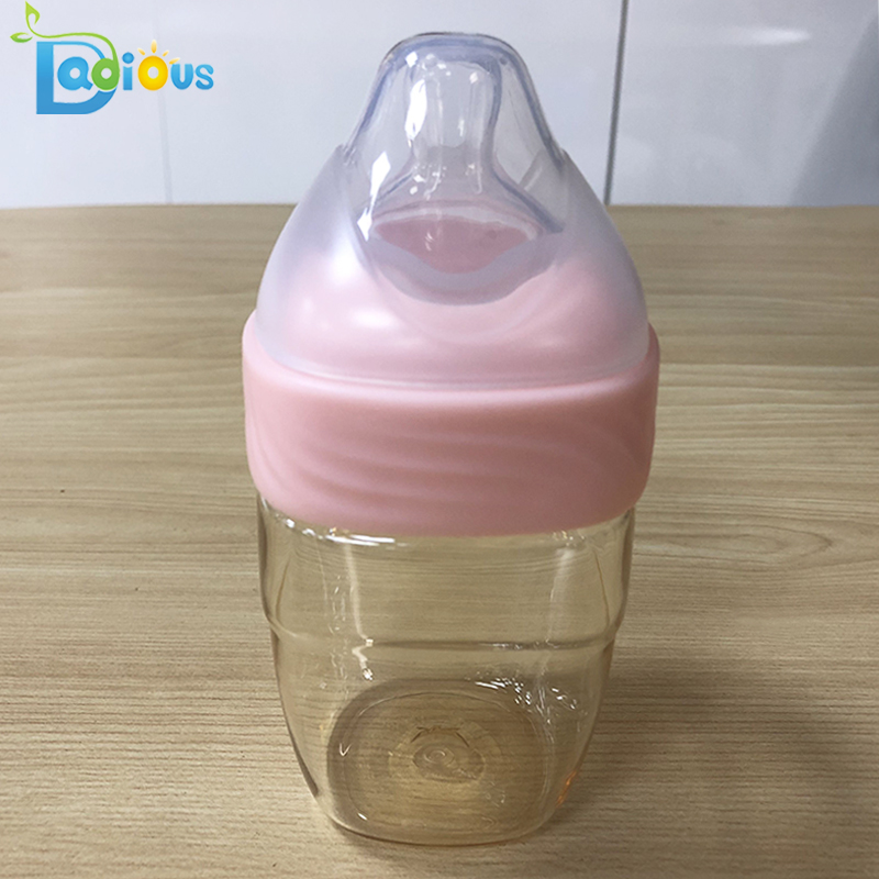 Обслуживание OEM Широкий горлышек бутылочки для кормления Прочный PPSU Детские бутылочки Силиконовые соски для кормления детей