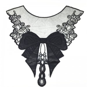 100% Полиэстер Черный Большой Цветок Ожерелье Кружевной Воротник Ткань Отделка DIY Вышивка Кружевной Ткани Декольте Аппликация Шве...