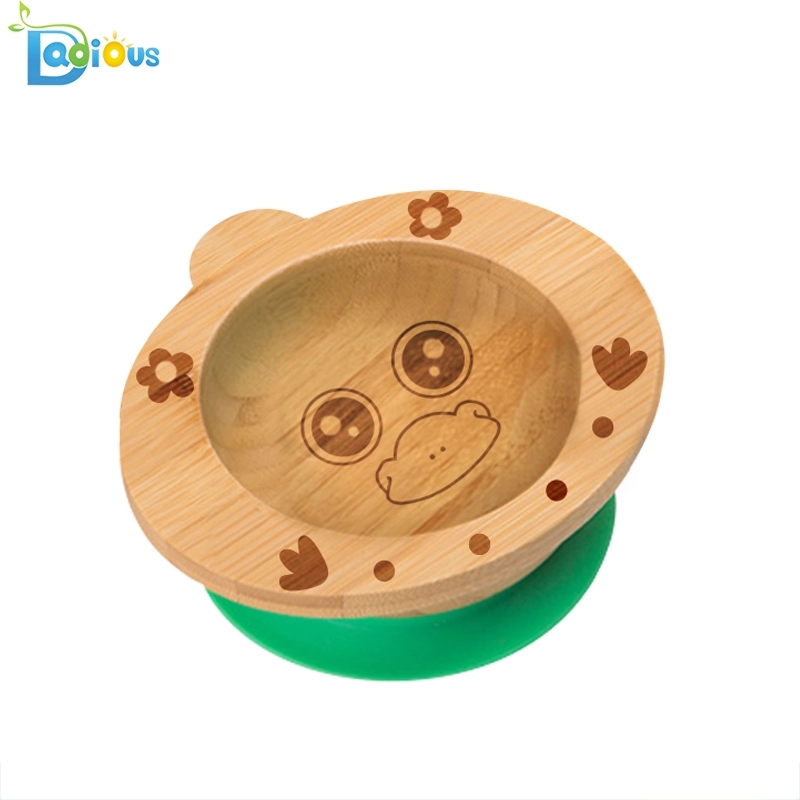 Оптовая продажа дешевой детской посуды Бамбуковая биоразлагаемая бамбуковая детская тарелка на заказ Детские бамбуковые присоски