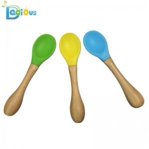 Экологичные Природные Детские Органические Ложки Пищевой Силиконовые Детские Ложки Жаростойкие Детские Ложки Бамбука