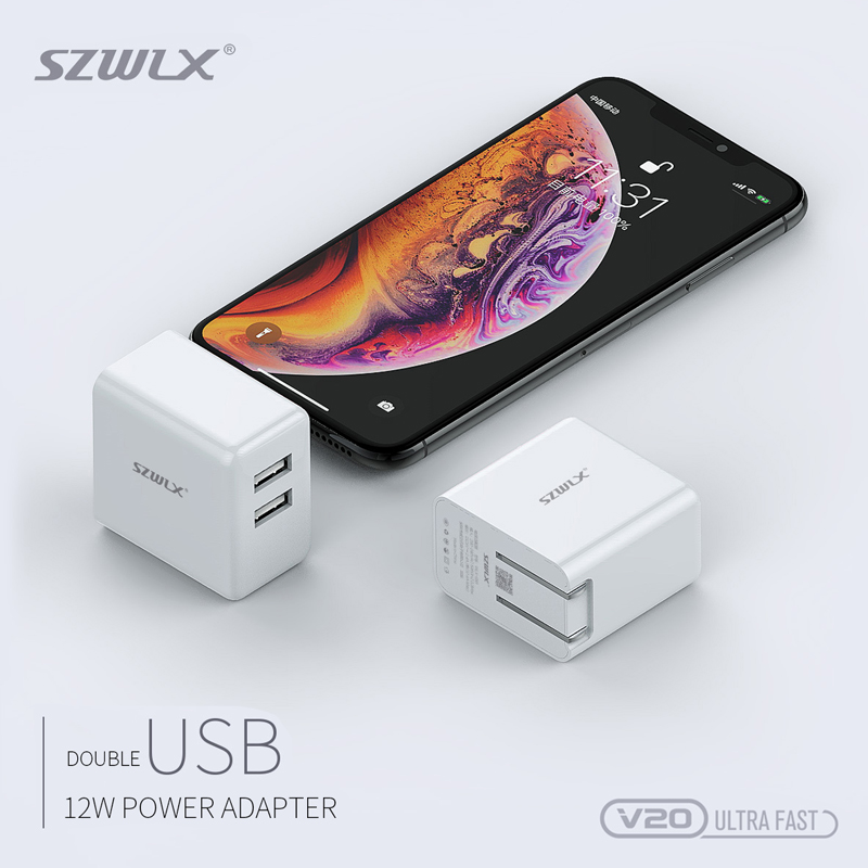 WEX V20 двойной USB - зарядник с откидными штепселями для iPhone x / 8 / 7 / 6s / plus, iPad Air 2 / Mini 3, Galaxy S7 / S6 / S6 Edge, примечание 5 и далее