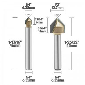 V-образный фрезерный сверло с углом 90 °, твердосплавным 2-канавным гравировальным фрезерным наконечником с ЧПУ, с ЧПУ
