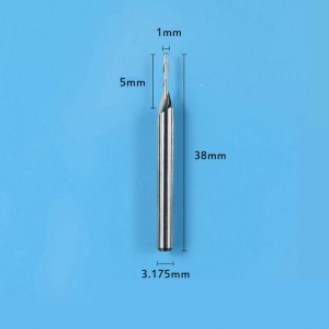 Фрезы с твердосплавными напайками, фрезы с двойными канавками Спирально-твердосплавные фрезы с ЧПУ, фреза с ЧПУ, 1 мм, режущий диа...