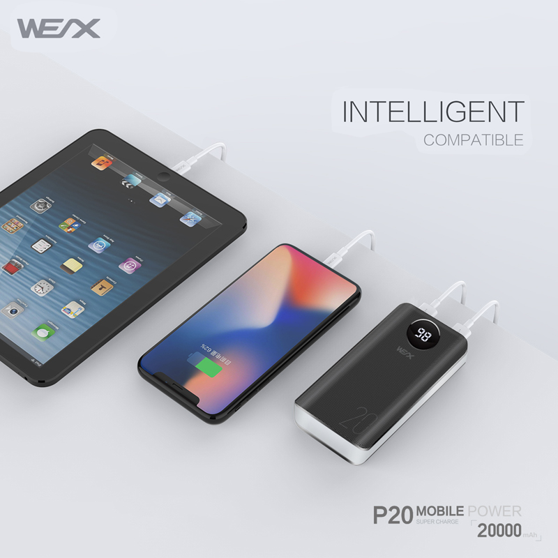WEX P20 Power Bank, аккумуляторная батарея класса A +, легко переносить во время путешествий и командировок