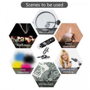 Беспроводной цифровой микроскоп от 50X до 1000X, эндоскопическая камера с 8-ми светодиодным увеличением, с чехлом и металлической под...