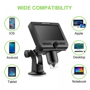 Беспроводной цифровой микроскоп 1000-кратное увеличение с 4,3-дюймовым экраном 8 светодиодных фонарей для iPhone Android Windows Дети Комплек...