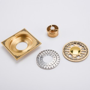 Черный узор скрытый душ квадратный в ванной напольная крышка