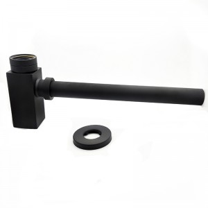 Квадратный латунный черный матовый сифон для раковины