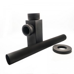 Квадратный латунный черный матовый сифон для раковины