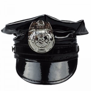 Hawk Hat Badge ПВХ PU кожаная кепка черная восьмиугольная кожаная полицейская кепка кожаная военная кепка, ролевая игра форменная шапка...