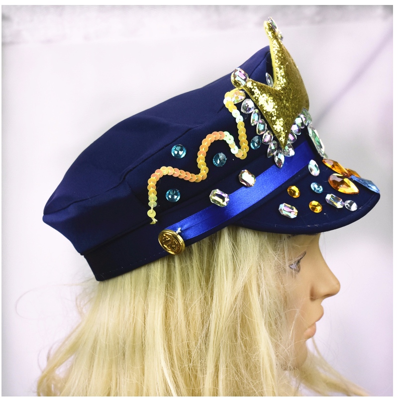 Новая сапфировая синяя корона Lyjenny шляпа бразильский карнавал алмазов шляпы блестками шляпа на заказ оптом