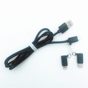 KPS-1002CB 3in1 Высококачественный USB-кабель для зарядки с нейлоновой оплеткой 1M 2a OD3.5MM