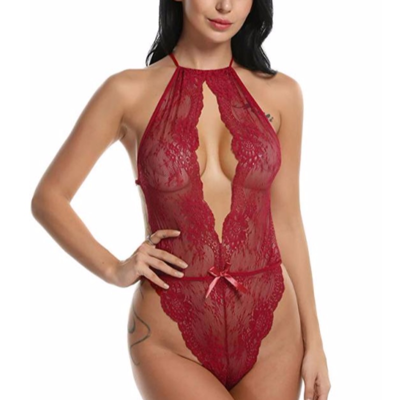 Сексуальное женское белье Teddy One Piece Кружева Babydoll Боди Rose-team