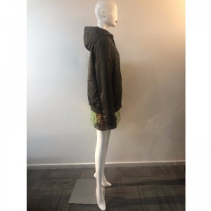 Дамское пальто с капюшоном цвета хаки RLWPC0078