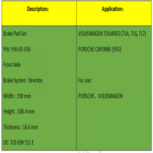 Тормозные колодки (OE: 7L0698151E)