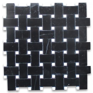 Nero marquina 1x3 мозаика в елочку полированная