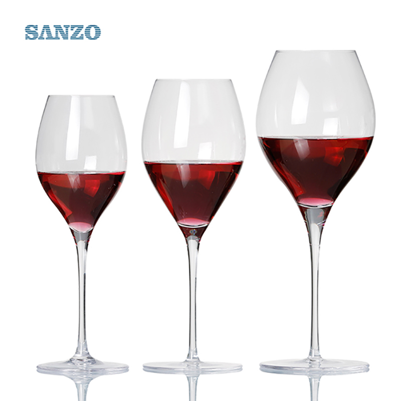 SANZO Черный стебель Lismore Balloon Wine Glass Ручной Бессвинцовые хрустальные очки с гравировкой Толстые стаканы