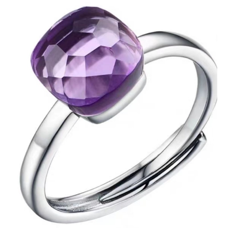 Кольца стерлингового серебра 925 пробы темно-синий фиолетовый аметист драгоценный камень женские кольца