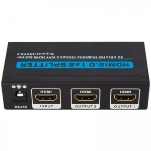 V2.0 HDMI 1x2 Splitter Поддержка 3D Ultra HD 4Kx2K при 60 Гц HDCP2.2