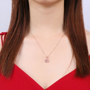 Кулон из стерлингового серебра 925 пробы с розовым золотом, нежно-розовое ожерелье