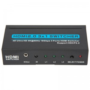 V2.0 HDMI 3x1 Switcher Поддержка 3D Ultra HD 4Kx2K при 60 Гц HDCP2.2