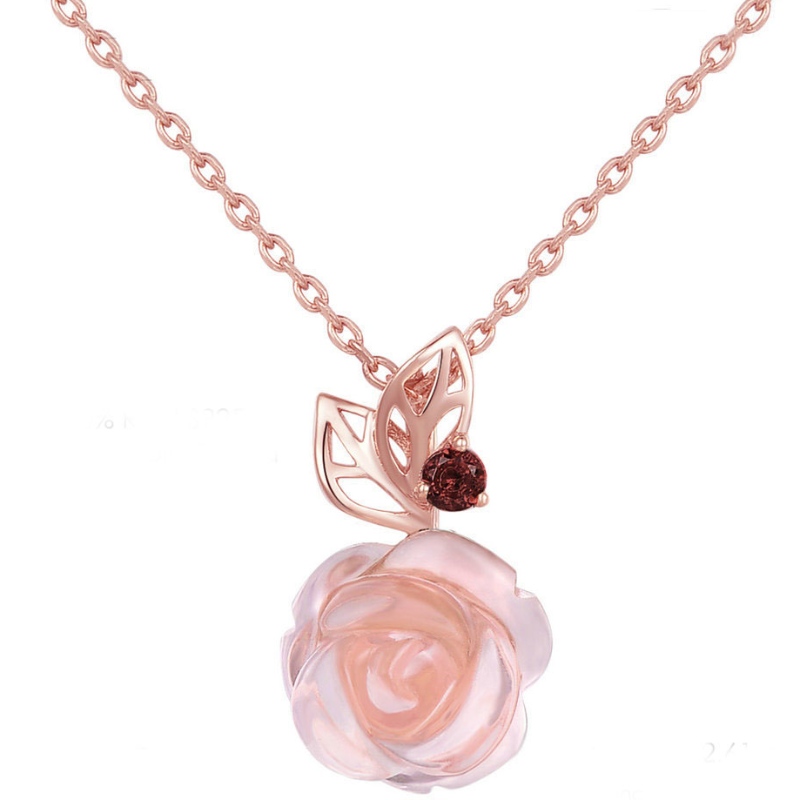 Розовое золото розовое кулон ожерелье из драгоценных камней женское колье 925 STERVER SILVER 2020