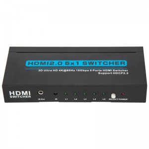 V2.0 HDMI 5x1 Switcher Поддержка 3D Ultra HD 4Kx2K при 60 Гц HDCP2.2