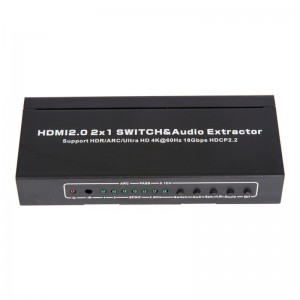 V2.0 HDMI 2x1 коммутатор и поддержка Audio Extractor ARC Ultra HD 4Kx2K при 60 Гц HDCP2.2 18 Гбит \/ с