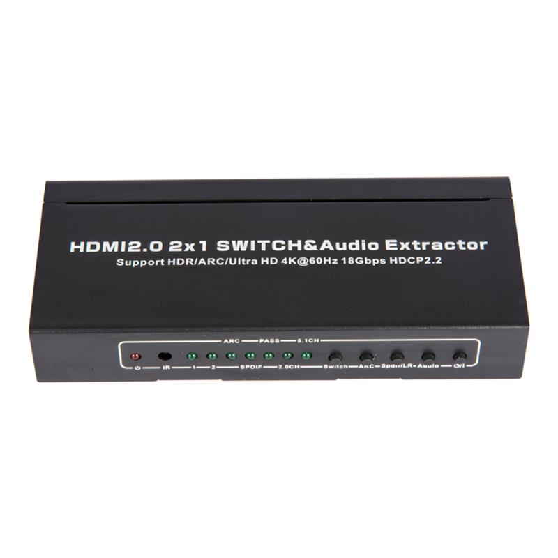 V2.0 HDMI 2x1 коммутатор и поддержка Audio Extractor ARC Ultra HD 4Kx2K при 60 Гц HDCP2.2 18 Гбит / с