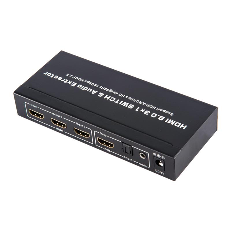 V2.0 HDMI 3x1 коммутатор и поддержка Audio Extractor ARC Ultra HD 4Kx2K при 60 Гц HDCP2.2 18 Гбит / с