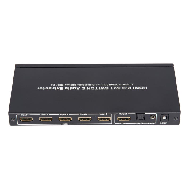 V2.0 HDMI 5x1 коммутатор и поддержка Audio Extractor ARC Ultra HD 4Kx2K при 60 Гц HDCP2.2 18 Гбит / с