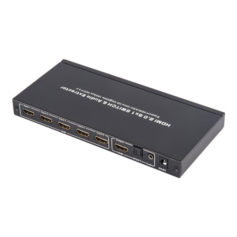 V2.0 HDMI 5x1 коммутатор и поддержка Audio Extractor ARC Ultra HD 4Kx2K при 60 Гц HDCP2.2 18 Гбит / с