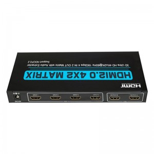 V2.0 Поддержка HDMI 4x2 Matrix Ultra HD 4Kx2K при 60 Гц HDCP2.2 18 Гбит \/ с с функцией извлечения звука
