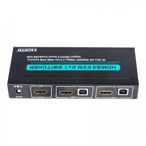 V2.0 HDMI KVM 2x1 Switch Поддержка Ultra HD 4Kx2K при 60 Гц HDCP2.2 Звуковая карта 18 Гбит \/ с и USB-концентратор