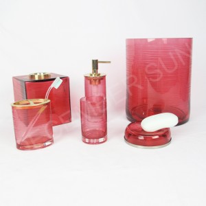 Круглые полоски с гравировкой и набором аксессуаров для ванной из цветного стекла