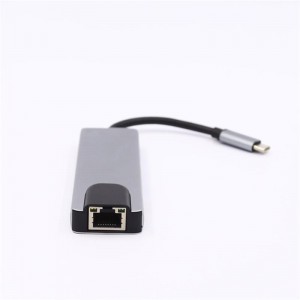 5-в-1 USB Type C к HDMI + LAN (1000M) + USB 3.0x2 + адаптер типа H