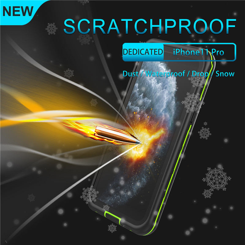 Водонепроницаемый чехол для подводного телефона iphone 11 pro водонепроницаемый чехол (черный) с прозрачной задней крышкой