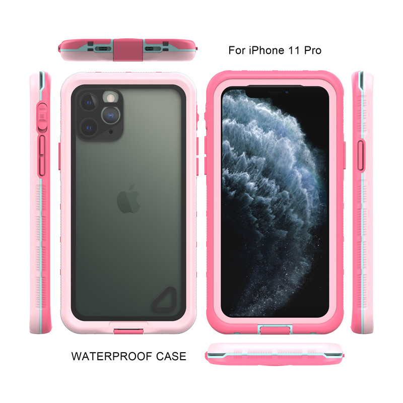 Iphone 11 pro влагозащищенный чехол wterproof для телефона, лучший водонепроницаемый чехол для iphone 11 pro (розовый) с прозрачной задней крышкой