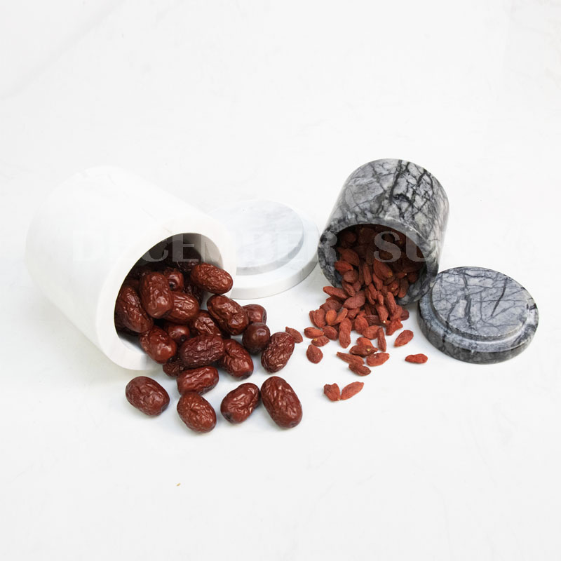 Мраморная банка с крышкой посуда для дома