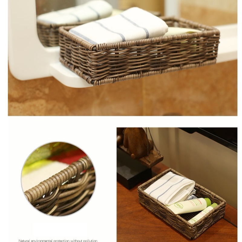 Водонепроницаемая корзина для хранения ванной из ротанга